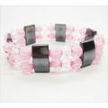 Wholesale magnetic pink crystal beaded bracelet 7.25'